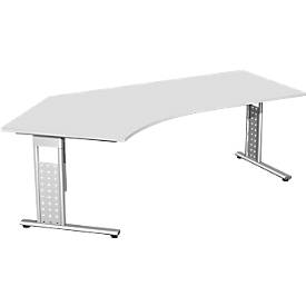 Bureau d’angle ALICANTE 135°, pieds en C, extension à gauche, l. 2166 x P 800 x H 680 - 820 mm, gris clair