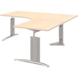 Bureau d'angle BARI, 90°, angle à droite, pieds en C, l. 1800 x P 800 mm, coloris érable