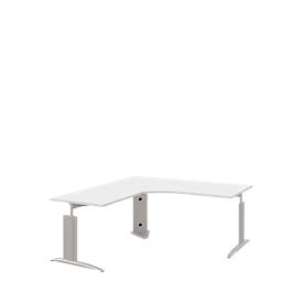 Bureau d'angle BARI, 90°, angle à gauche, pieds en C, l. 1800 x P 1800 mm, blanc