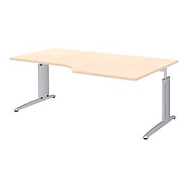Bureau d'angle BARI, 90°, forme A, angle à droite, pieds en C, l. 2000 x P 1000 mm, coloris érable