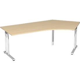 Bureau d’angle PALENQUE 135°, pieds en C, angle à droite, l. 2165 x P 800/1130 x H 720 mm, érable