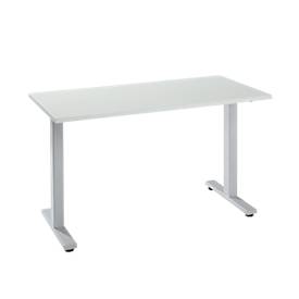 Bureau Home Office Start Off, rectangulaire, pied en T, L 1300 x P 650 x H 735 mm, gris clair/aluminium blanc 
