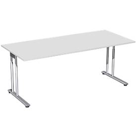 Bureau PALENQUE, pieds en C, rectangulaire, l. 1800 x P 800 x H 680 - 820 mm, gris clair