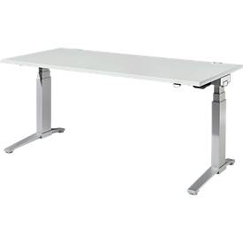 Bureau PLANOVA ErgoSTYLE - 2 niveaux de réglage électrique de la hauteur - l. 1800 x P 800 mm - pieds en C - gris clair/alu blanc - notre marque Schäfer Shop Genius
