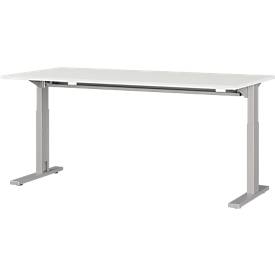 Bureau Profi 2.0, rectangulaire, pied C, L 1600 x P 800 x H 700-810 mm, gris clair/argent