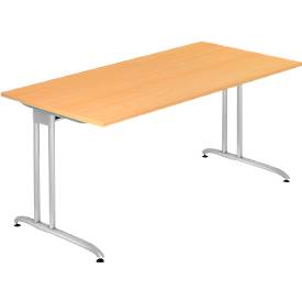 Bureau TARA, pieds en C, rectangulaire, l. 1600 x P 800 x H 720 mm, coloris hêtre