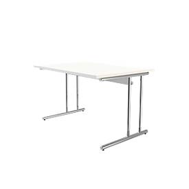 Bureau Toledo, hauteur ajustable, rectangulaire, pieds en C, largeur 1200 mm, blanc