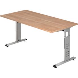Bureau ULM, pieds en C, rectangulaire, l. 1600 x P 800 x H 650 - 850 mm, coloris noyer