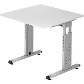 Bureau ULM, pieds en C, rectangulaire, l. 800 x P 800 x H 650 - 850 mm, gris clair