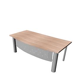 Bureau X-TIME-WORK, 4 pieds, arrondi, l. 2000 x P 900 x H 740 mm, orme/alu