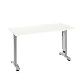 Bureautafel Home Office LOGIN - C-poot - B 1300 x D 650 mm - wit/blank aluminium RAL 9006 - ons merk Schäfer Schop Select
