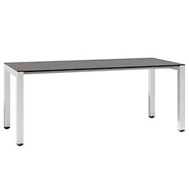 Bureautafel SOLUS PLAY, 4-poot, in hoogte verstelbaar, B 1600 x D 800 x H 720 - 820 mm, moeraseik