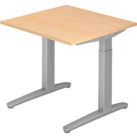 Bureautafel TOPAS LINE, handmatig in hoogte verstelbaar, B 800 mm, esdoorn/zilver/zilver