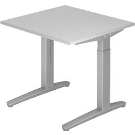 Bureautafel TOPAS LINE, handmatig in hoogte verstelbaar, B 800 mm, lichtgrijs/zilver/zilver