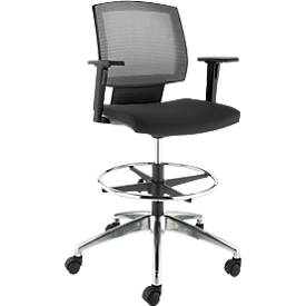 Bürostuhl MESH, mit Armlehnen, atmungsaktive Netz-Rückenlehne, Muldensitz, mit Fußring