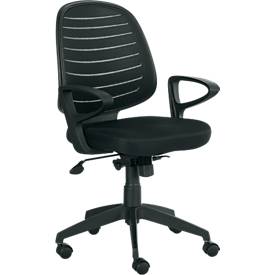 Bürostuhl PABLO, Wippmechanik, mit Armlehnen & Rückenlehne mit Netzbespannung, Komfortpolstersitz