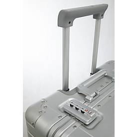 Business Trolley Alumaxx Gravity, Hauptfach, herausnehmbares Fächerfach, Teleskopgriff, abschließbar, B 440 x T 225 x H 420 mm, Aluminium, silber