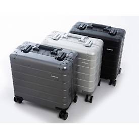 Business Trolley Alumaxx Gravity, Hauptfach, herausnehmbares Fächerfach, Teleskopgriff, abschließbar, B 440 x T 225 x H 420 mm, Aluminium, silber