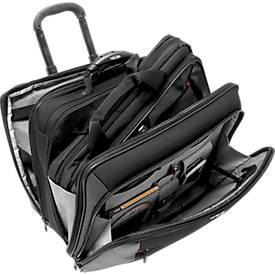 Business-Trolley Potomac, mit Tragegriff und Rollen, 3 Fächer, Polyester, schwarz