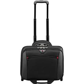 Business-Trolley Potomac, mit Tragegriff und Rollen, 3 Fächer, Polyester, schwarz