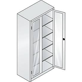 C+P Akkuladeschrank Basic mit Sichtfenster aus Acrylglas, H 1950 x B 930 x T 500 mm, Lichtgrau/Lichtblau