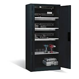 C+P Akkuladeschrank Comfort mit Vollblechtüren, H 1950 x B 930 x T 500 mm, Anthrazit