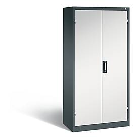 C+P Akkuladeschrank Comfort mit Vollblechtüren und Schubladenblock, H 1950 x B 930 x T 500 mm, Lichtgrau/Resedagrün