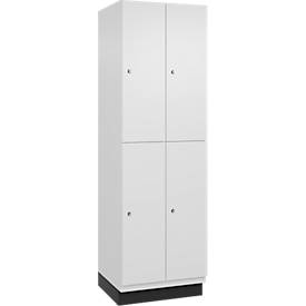 C+P Doppelstöckiger Spind Cambio, 2 Abteile, 4 Fächer, mit Sockel, B 600 x T 525 x H 1980 mm, verkehrsweiß