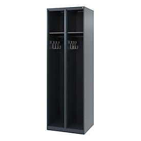 C+P Feuerwehrspind Evolo, Modell EXPERT, 2 Abteile, B 600 x T 500 x H 1850 mm, Bodengleiter, anthrazitgrau RAL 7016