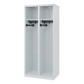 C+P Feuerwehrspind Evolo, Modell EXPERT, 2 Abteile, B 800 x T 500 x H 1850 mm, Bodengleiter, lichtgrau RAL 7035