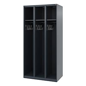 C+P Feuerwehrspind Evolo, Modell EXPERT, 3 Abteile, B 900 x T 500 x H 1850 mm, Bodengleiter, anthrazitgrau RAL 7016