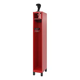C+P Feuerwehrspind Evolo, Modell PRAKTUS, 1 Abteil, H 1950 x B 300 x T 500 mm, Füße, feuerrot RAL 3000
