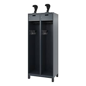 C+P Feuerwehrspind Evolo, Modell PRAKTUS, 2 Abteile, H 1950 x B 800 x T 500 mm, Füße, anthrazitgrau RAL 7016