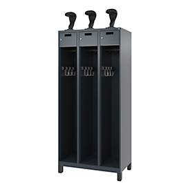 C+P Feuerwehrspind Evolo, Modell PRAKTUS, 3 Abteile, H 1950 x B 900 x T 500 mm, Füße, anthrazitgrau RAL 7016