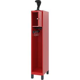 C+P Feuerwehrspind Evolo, Modell YOUNGSTER, 1 Abteil, H 1630 x B 300 x T 500 mm, Füße, feuerrot RAL 3000
