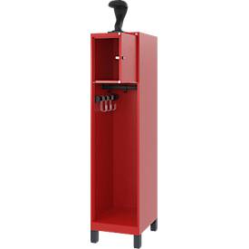 C+P Feuerwehrspind Evolo, Modell YOUNGSTER, 1 Abteil, H 1630 x B 400 x T 500 mm, Füße, feuerrot RAL 3000