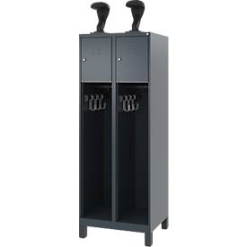 C+P Feuerwehrspind Evolo, Modell YOUNGSTER, 2 Abteile, H 1630 x B 600 x T 500 mm, Füße, anthrazitgrau RAL 7016