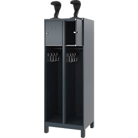 C+P Feuerwehrspind Evolo, Modell YOUNGSTER, 2 Abteile, H 1630 x B 600 x T 500 mm, Füße, anthrazitgrau RAL 7016