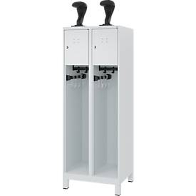 C+P Feuerwehrspind Evolo, Modell YOUNGSTER, 2 Abteile, H 1630 x B 600 x T 500 mm, Füße, lichtgrau RAL 7035