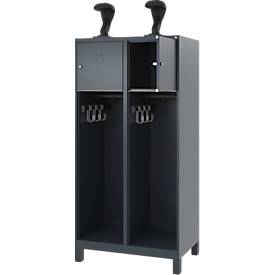 C+P Feuerwehrspind Evolo, Modell YOUNGSTER, 2 Abteile, H 1630 x B 800 x T 500 mm, Füße, anthrazitgrau RAL 7061