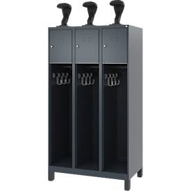 C+P Feuerwehrspind Evolo, Modell YOUNGSTER, 3 Abteile, H 1630 x B 900 x T 500 mm, Füße, anthrazitgrau RAL 7061