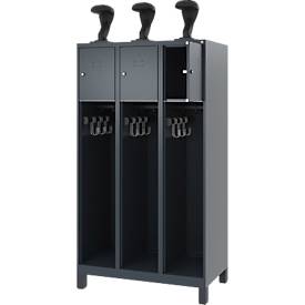 C+P Feuerwehrspind Evolo, Modell YOUNGSTER, 3 Abteile, H 1630 x B 900 x T 500 mm, Füße, anthrazitgrau RAL 7061