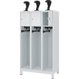 C+P Feuerwehrspind Evolo, Modell YOUNGSTER, 3 Abteile, H 1630 x B 900 x T 500 mm, Füße, lichtgrau RAL 7035