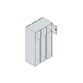 C+P Feuerwehrspind Evolo, Modell YOUNGSTER, 3 Abteile, H 1630 x B 900 x T 500 mm, Füße, lichtgrau RAL 7035