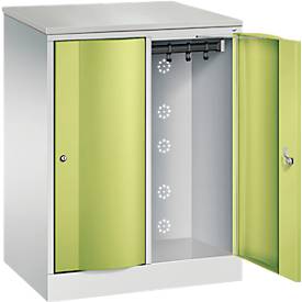 C+P Garderobenschrank Resisto, 2 Abteile, 2 Fächer, B 772 x T 540 x H 1077 mm, Lichtgrau/Clowngrün