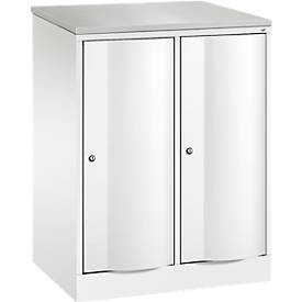 C+P Garderobenschrank Resisto, 2 Abteile, 2 Fächer, B 772 x T 540 x H 1077 mm, Verkehrsweiß