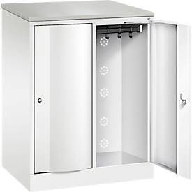 C+P Garderobenschrank Resisto, 2 Abteile, 2 Fächer, B 772 x T 540 x H 1077 mm, Verkehrsweiß