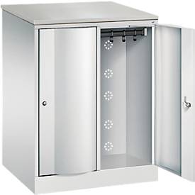 C+P Garderobenschrank Resisto, 2 Abteile, 2 Fächer, B 772 x T 640 x H 1077 mm, Lichtgrau