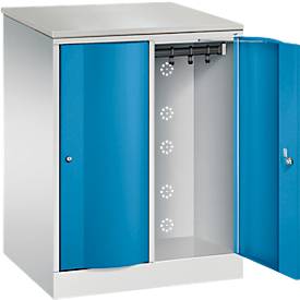 C+P Garderobenschrank Resisto, 2 Abteile, 2 Fächer, B 772 x T 640 x H 1077 mm, Lichtgrau/Lichtblau
