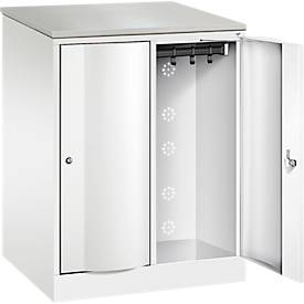 C+P Garderobenschrank Resisto, 2 Abteile, 2 Fächer, B 772 x T 640 x H 1077 mm, Verkehrsweiß